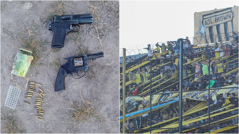 Detuvieron a un micro que llevaba honchas de Almirante Brown al partido con Boca: les encontraron armas y drogas (Foto: Tribuna Segura/Instagram @clubalmirantebrown)