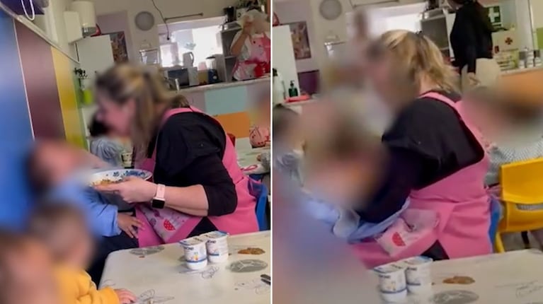 Detuvieron a una maestra que fue grabada mientras golpeaba a una beba en una guardería. (Fotos: gentileza El Mundo)