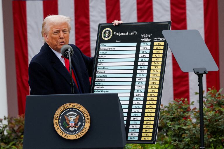 Donald Trump anunció medidas arancelarias sin precedentes en Estados Unidos. (Foto: REUTERS/Carlos Barria)