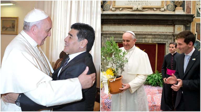 El Sumo Pontifice junto a Diego y la Pulga. (Foto: AP Photo/L’Osservatore Romano/EFE/L'osservatore Romano)