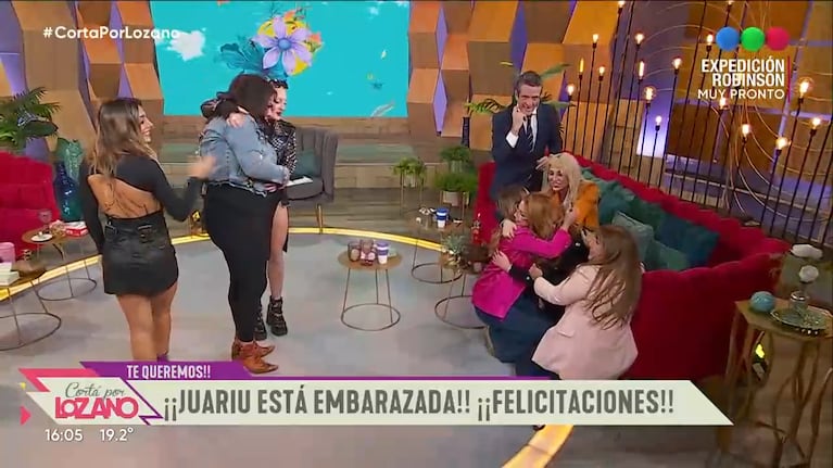 La emoción del equipo de Cortá por Lozano tras el anuncio de Juariu (foto: Captura Telefe)
