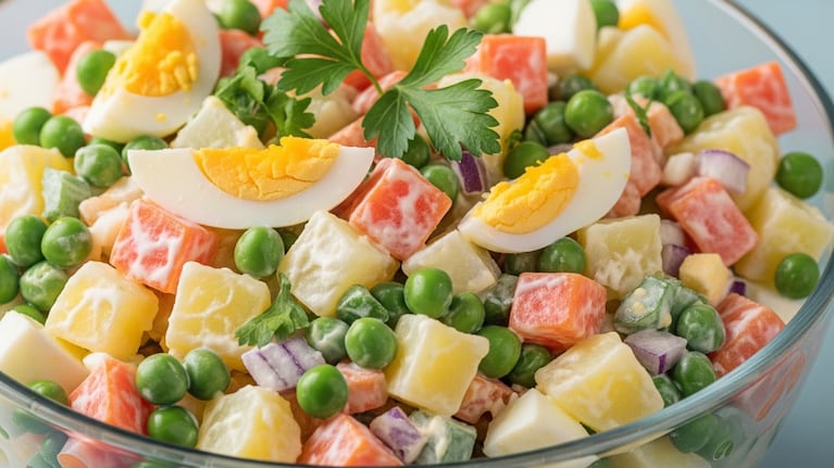 Ni mayonesa ni crema: receta de ensalada rusa con un aderezo más liviano y sabroso  (Foto: Gemini IA)