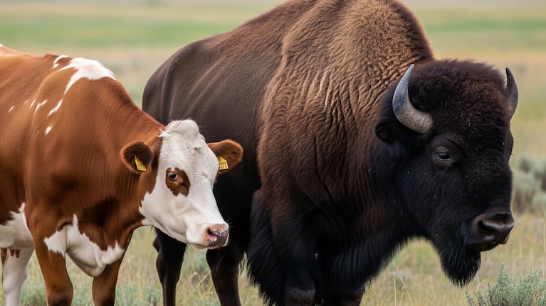 Ni vaca ni bisonte: cómo se llama la cruza que nace de entre estos dos animales (Foto: IA).